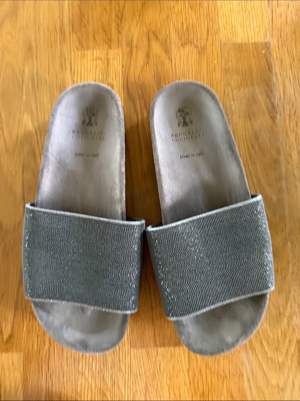 Brunello Cucinelli Gray Slide Sandals for Kids